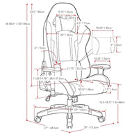 Chaise de gaming ergonomique à dossier haut Porch & Den Banton en cuir reconstitué, tissu et maille