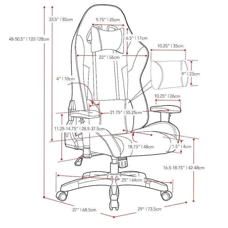 Chaise de gaming ergonomique à dossier haut Porch & Den Banton en cuir reconstitué, tissu et maille