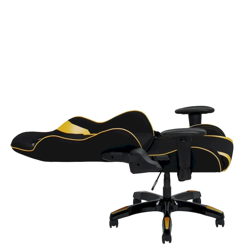 Chaise de gaming ergonomique à dossier haut Porch & Den Banton en cuir reconstitué, tissu et maille