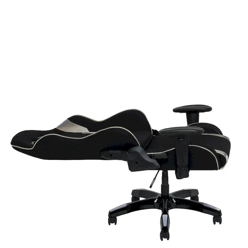 Chaise de gaming ergonomique à dossier haut Porch & Den Banton en cuir reconstitué, tissu et maille