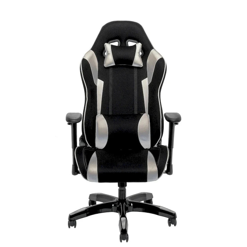 Chaise de gaming ergonomique à dossier haut Porch & Den Banton en cuir reconstitué, tissu et maille