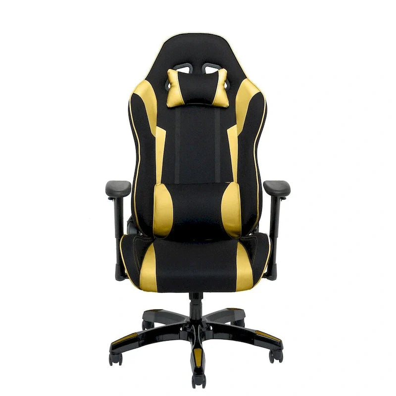 Chaise de gaming ergonomique à dossier haut Porch & Den Banton en cuir reconstitué, tissu et maille