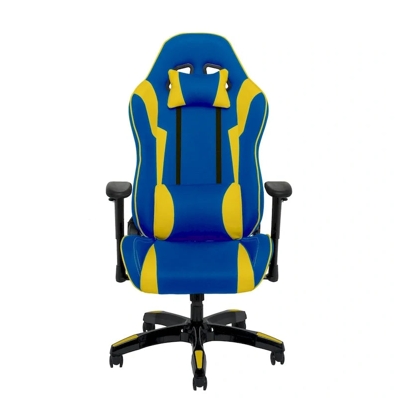 Chaise de gaming ergonomique à dossier haut Porch & Den Banton en cuir reconstitué, tissu et maille
