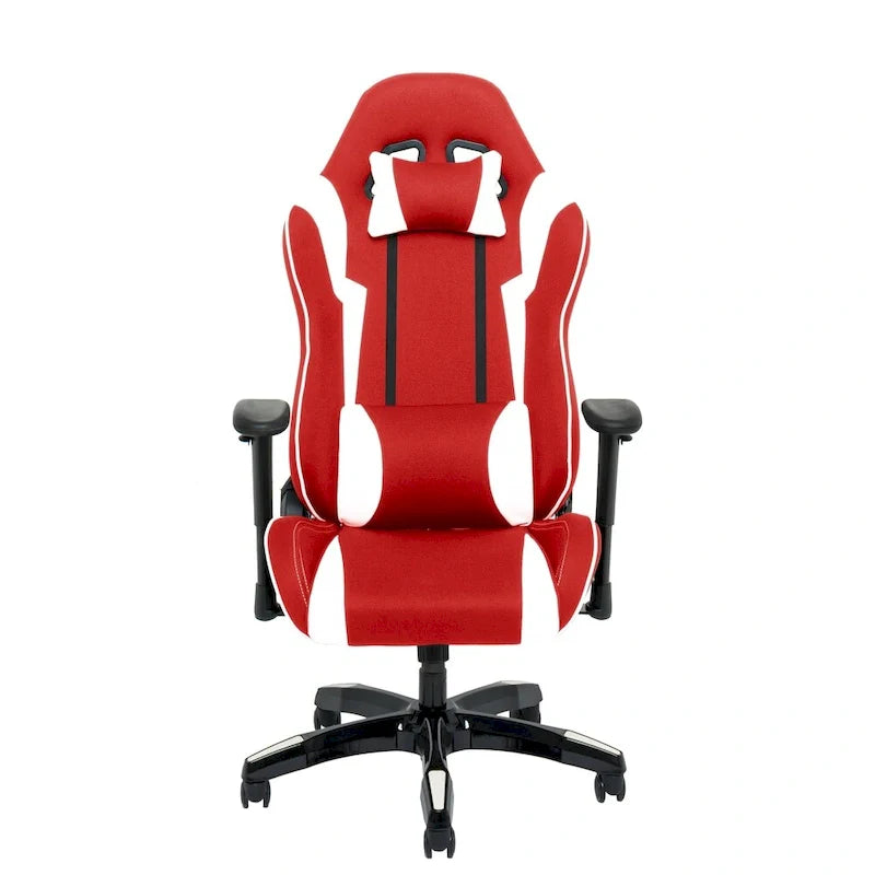 Chaise de gaming ergonomique à dossier haut Porch & Den Banton en cuir reconstitué, tissu et maille