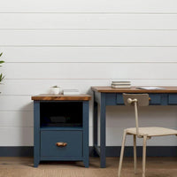 Classeur 1 tiroir Bridgevine Home Nantucket 22 pouces, sans assemblage requis, denim bleu et whisky