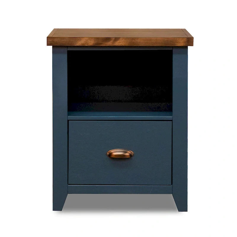 Classeur 1 tiroir Bridgevine Home Nantucket 22 pouces, sans assemblage requis, denim bleu et whisky