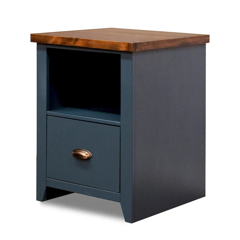 Classeur 1 tiroir Bridgevine Home Nantucket 22 pouces, sans assemblage requis, denim bleu et whisky