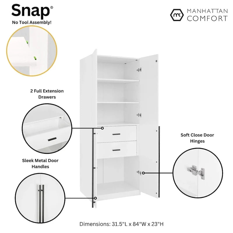 Garde-robe penderie autoportante Manhattan Comfort Lee Modern 1.0