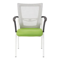 ProGrid ? Chaise visiteur à dossier en maille avec assise en tissu noir rembourré, accoudoirs et cadre de finition blanche