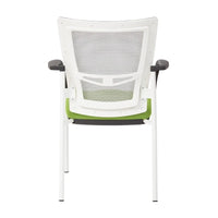 ProGrid ? Chaise visiteur à dossier en maille avec assise en tissu noir rembourré, accoudoirs et cadre de finition blanche