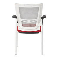 ProGrid ? Chaise visiteur à dossier en maille avec assise en tissu noir rembourré, accoudoirs et cadre de finition blanche