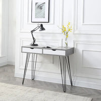 Bureau de télétravail Laurel Grey de style Mid-century Modern à 2 tiroirs