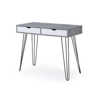 Bureau de télétravail Laurel Grey de style Mid-century Modern à 2 tiroirs
