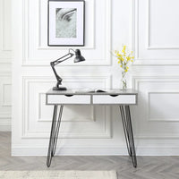 Bureau de télétravail Laurel Grey de style Mid-century Modern à 2 tiroirs