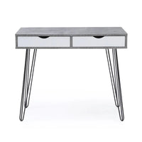 Bureau de télétravail Laurel Grey de style Mid-century Modern à 2 tiroirs