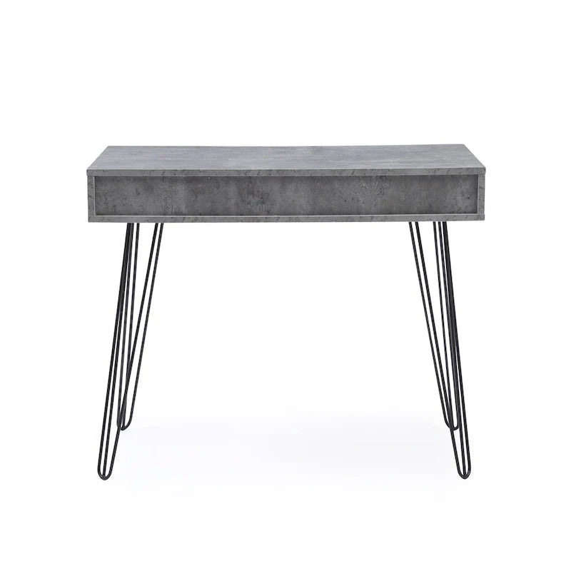 Bureau de télétravail Laurel Grey de style Mid-century Modern à 2 tiroirs