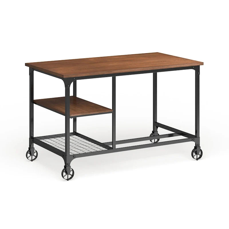 Bureau d'ordinateur en métal Ursa industriel en chêne 48 pouces par Furniture of America