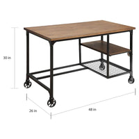 Bureau d'ordinateur en métal Ursa industriel en chêne 48 pouces par Furniture of America