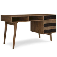 WYNDENHALL Wright Bureau contemporain en BOIS MASSIF de 60 pouces de large avec tiroirs, couleur Marron vieilli naturel rustique