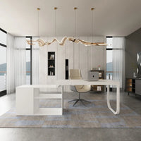 Bureau d'ordinateur en forme de L de 55" - Poste de travail avec rangement - 5 couleurs disponibles