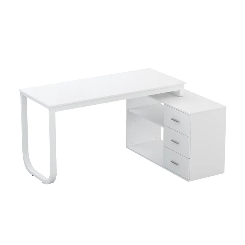Bureau d'ordinateur en forme de L de 55" - Poste de travail avec rangement - 5 couleurs disponibles