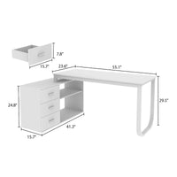 Bureau d'ordinateur en forme de L de 55" - Poste de travail avec rangement - 5 couleurs disponibles