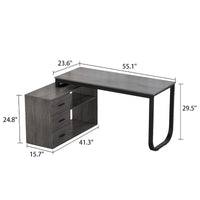 Bureau d'ordinateur en forme de L de 55" - Poste de travail avec rangement - 5 couleurs disponibles
