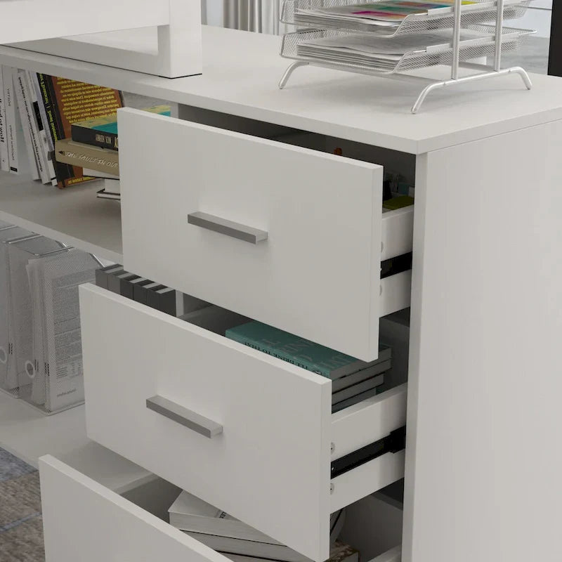 Bureau d'ordinateur en forme de L de 55" - Poste de travail avec rangement - 5 couleurs disponibles