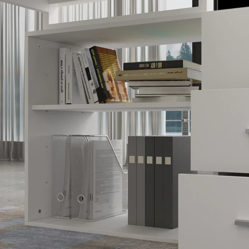 Bureau d'ordinateur en forme de L de 55" - Poste de travail avec rangement - 5 couleurs disponibles