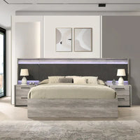 Lit mural Lenca LED avec tables de chevet Roundhill Furniture - Gris patiné