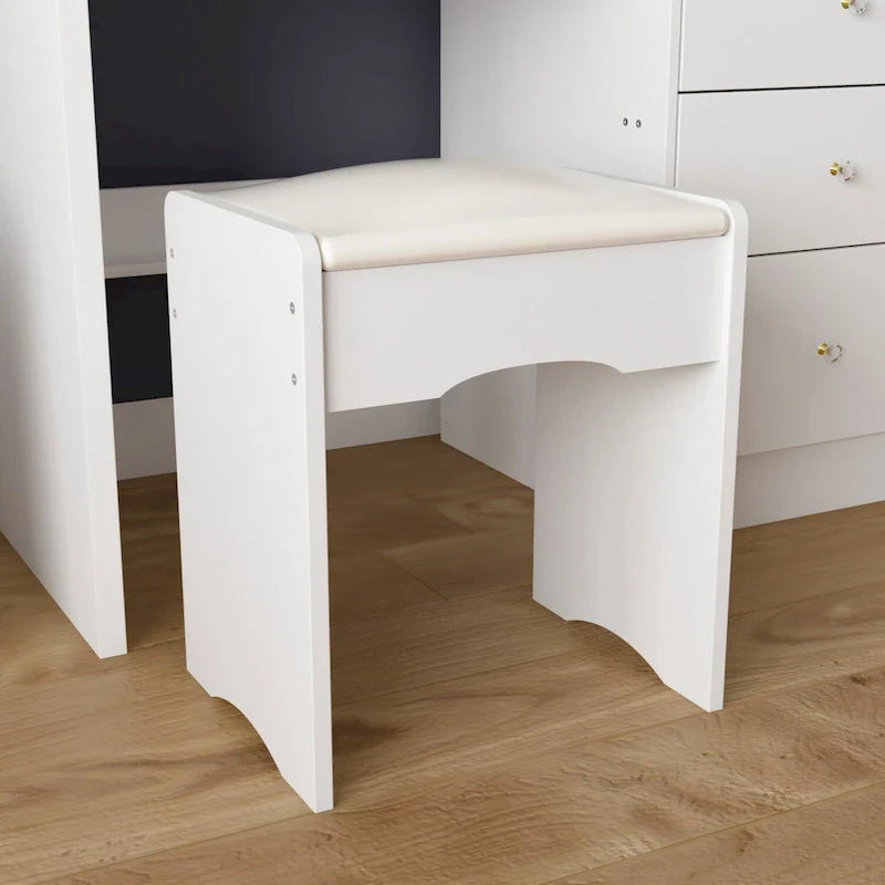 Ensemble coiffeuse de maquillage avec miroir à lumière trois couleurs et tabouret - N/A