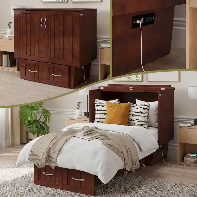 Lit escamotable Sydney Twin avec matelas de 15 cm