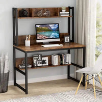 Bureau à domicile, bureau informatique, bureau d'étude avec rangement haut et étagères