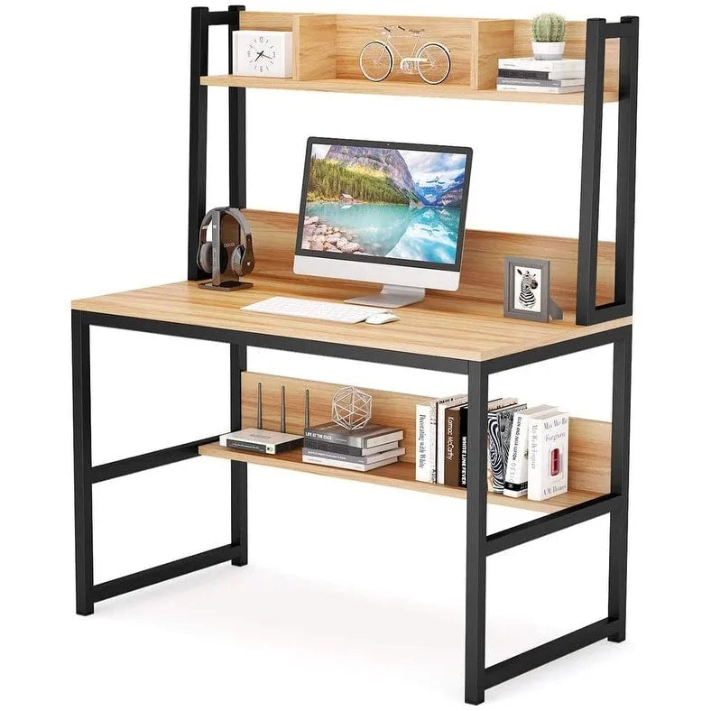 Bureau à domicile, bureau informatique, bureau d'étude avec rangement haut et étagères