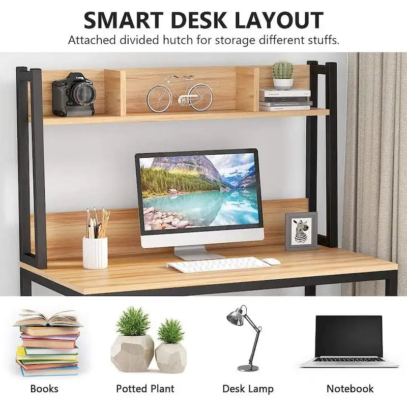 Bureau à domicile, bureau informatique, bureau d'étude avec rangement haut et étagères