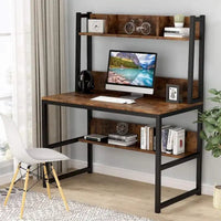 Bureau à domicile, bureau informatique, bureau d'étude avec rangement haut et étagères