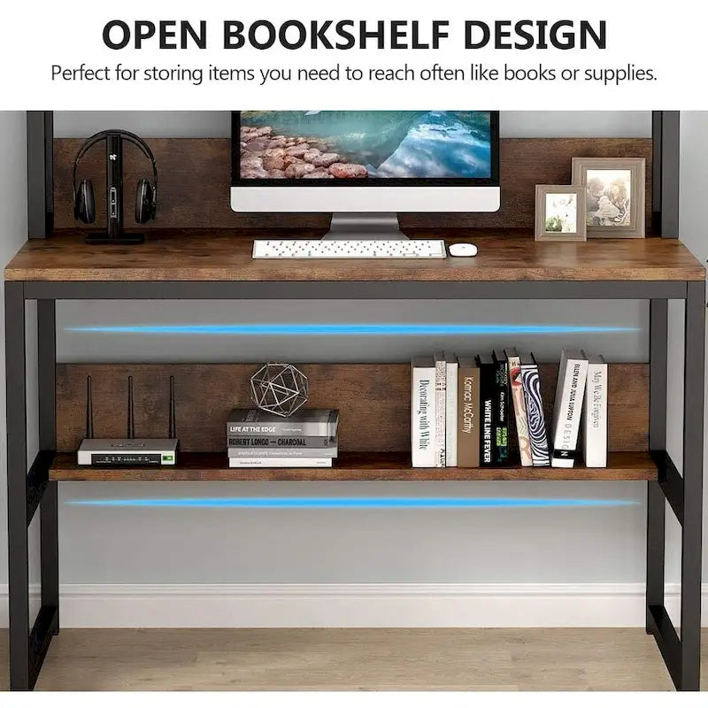 Bureau à domicile, bureau informatique, bureau d'étude avec rangement haut et étagères