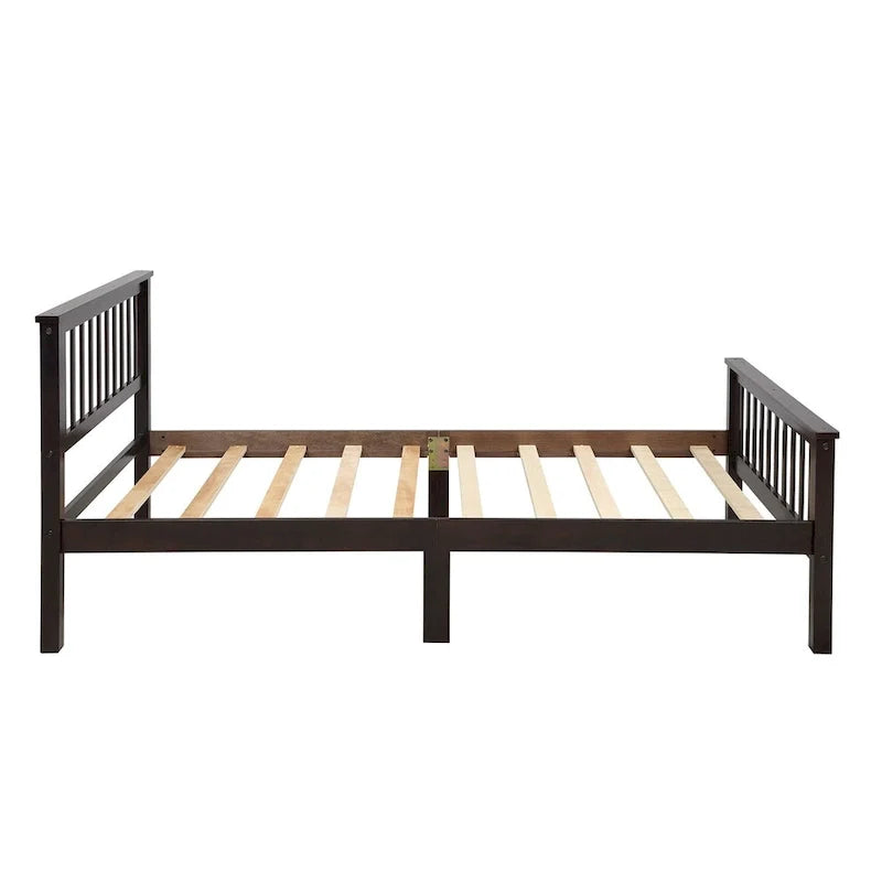 Lit plateforme en bois avec tête et pied de lit