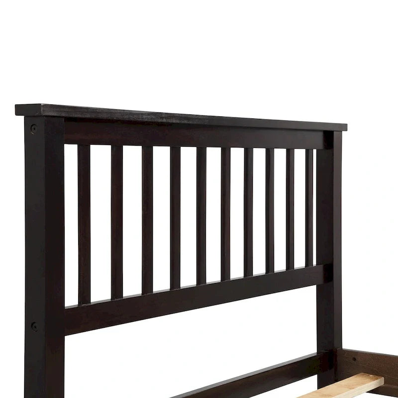 Lit plateforme en bois avec tête et pied de lit