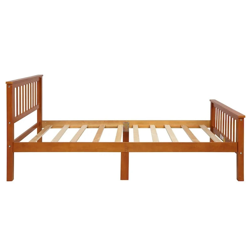 Lit plateforme en bois avec tête et pied de lit