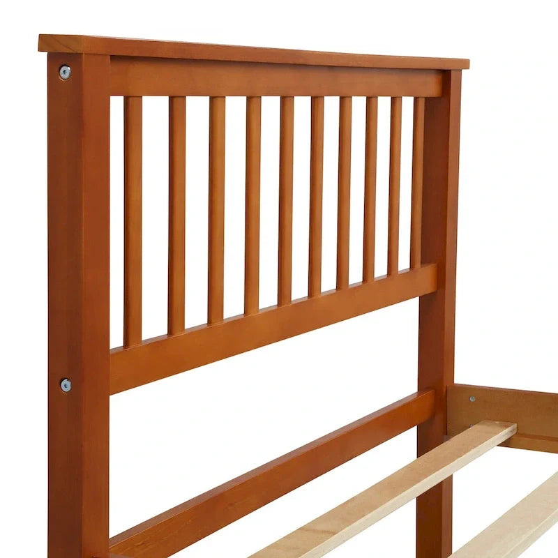 Lit plateforme en bois avec tête et pied de lit