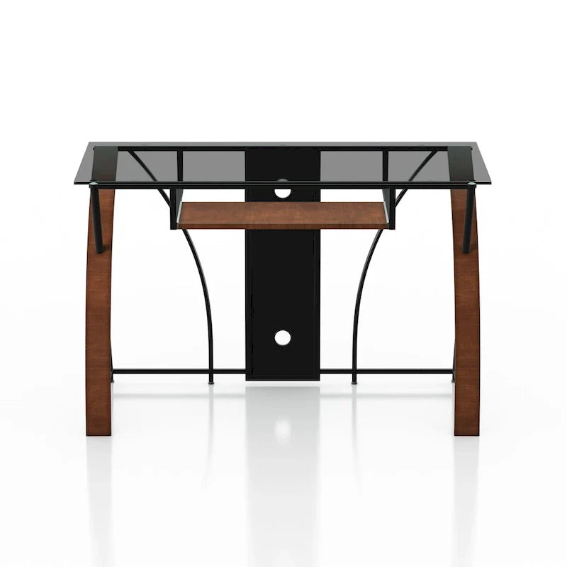Bureau informatique en verre teinté gris moderne Falt de 47 pouces par Furniture of America