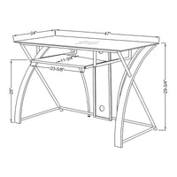 Bureau informatique en verre teinté gris moderne Falt de 47 pouces par Furniture of America