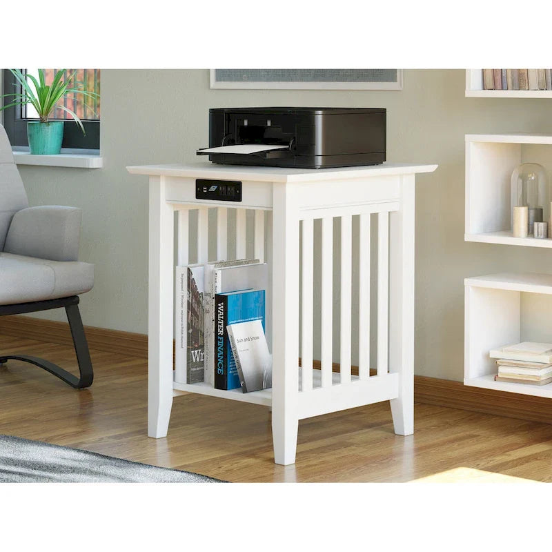 Support d'imprimante AFI Mission avec chargeur intégré, blanc