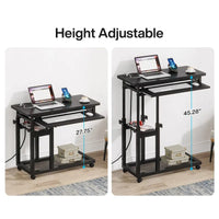 Petite table portable réglable en hauteur, table d'appoint en C avec prise et ports USB