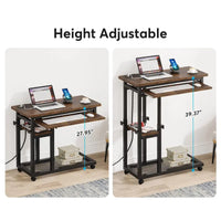 Petite table portable réglable en hauteur, table d'appoint en C avec prise et ports USB