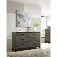 Roundhill Furniture Ioana 187 Ensemble de chambre en bois finition gris antique, lit King Size, commode, miroir, table de chevet