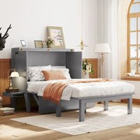 Lit escamotable format double avec bureau et port USB