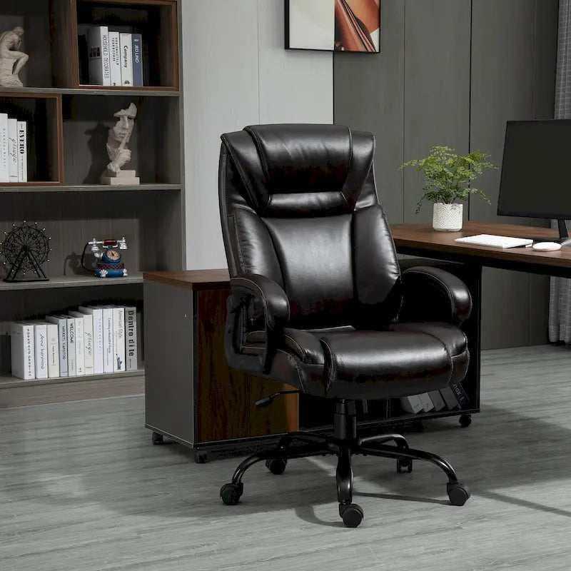 Fauteuil de bureau exécutif grande taille Vinsetto, chaise de bureau informatique 180 kg avec dossier haut en cuir PU ergonomique