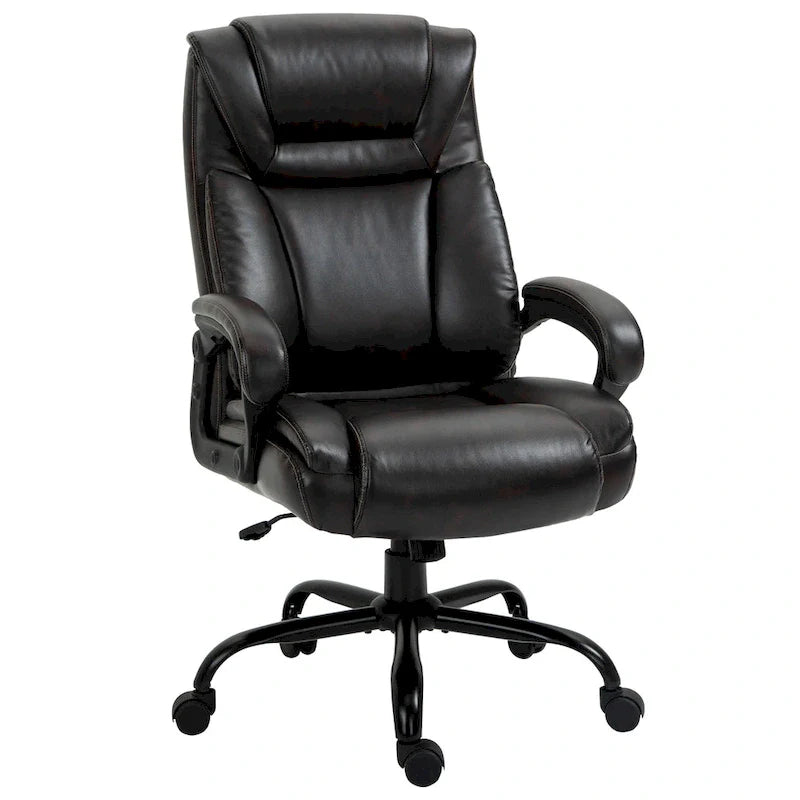 Fauteuil de bureau exécutif grande taille Vinsetto, chaise de bureau informatique 180 kg avec dossier haut en cuir PU ergonomique